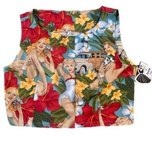 NWT Retro Stage Tropical Pin-Up Girl Crop Top - Size M
